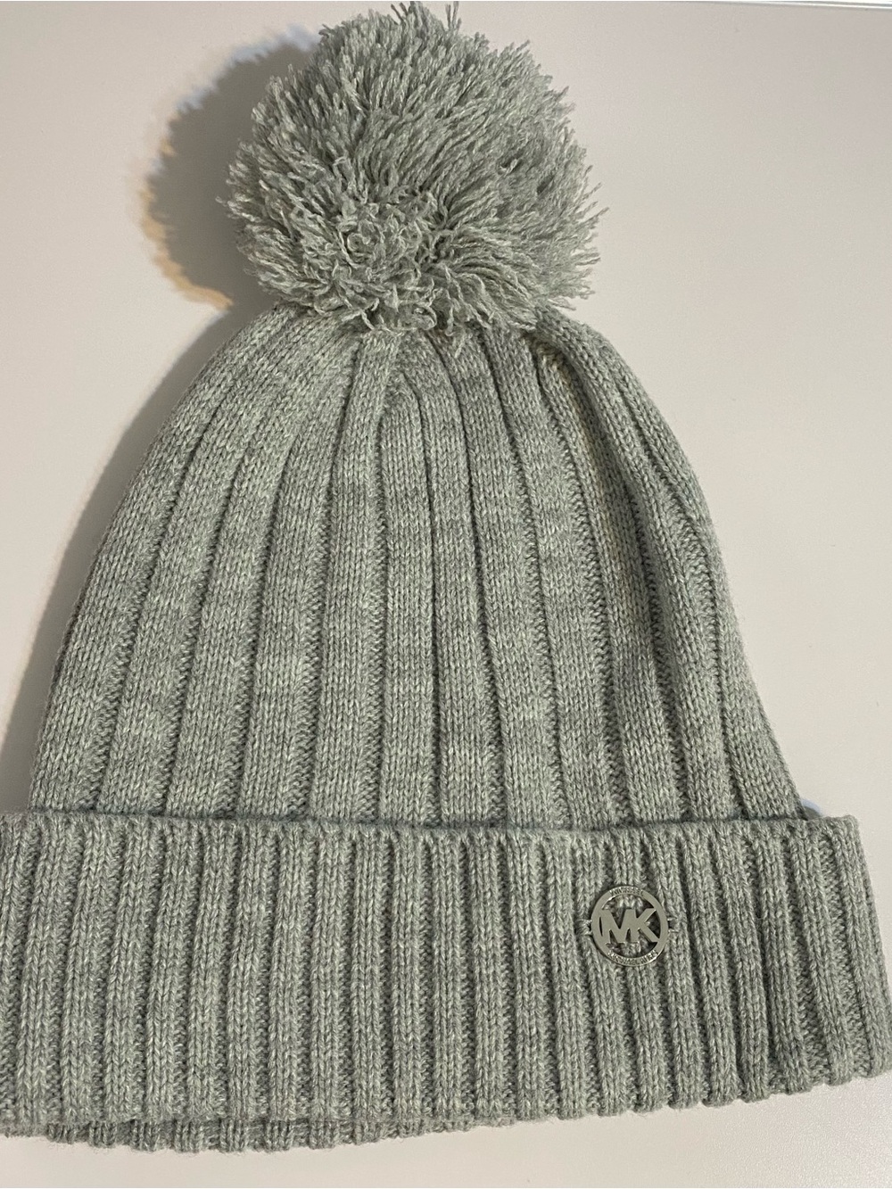 Michael Kors Light Gray Knit Beanie with Pom